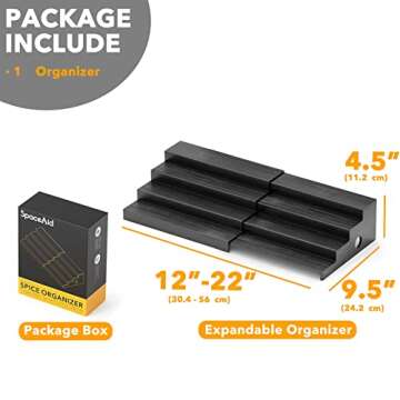 SpaceAid Bamboo Spice Rack Organizer for Cabinet, Kitchen Pantry Spices Storage Rack for Cabinets Organization, Home Seasoning Tiered Can Goods Racks Wood Shelf Organizers (4 Tier, Black)