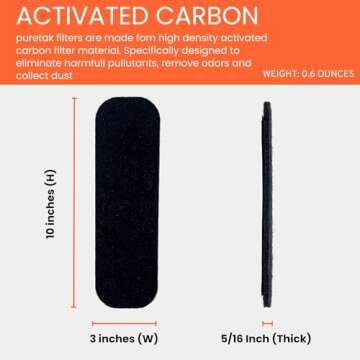 PureTak Activated Carbon Air Filter - 6 Pack for Clean Air