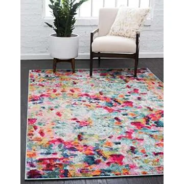 Unique Loom Chromatic Collection Area Rug - Vibrant Abstract Design for All Spaces