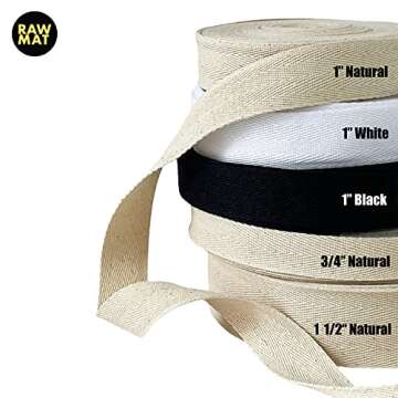 RAWMAT Twill Tape for Sewing 100% Cotton Webbing 1 Inch 5 Yard Roll Herringbone Ribbon Natural Ribbon Color for DIY Craft Making and Tote Bag Patterns for Sewing (Beige, 1 Inch)
