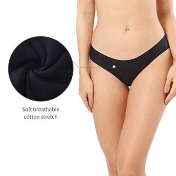 SHARICCA Women Seamless Thong No Show V Shape Strench Underwear Comfortable Invisible Soft Panties 6...