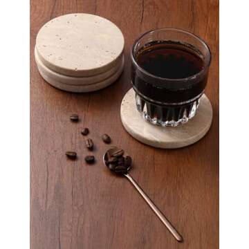 Beige Travertine Coaster Set of 4 for Stylish Decor