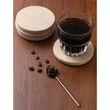 Beige Travertine Coaster Set of 4 for Stylish Decor