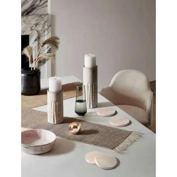 Beige Travertine Coaster Set of 4 for Stylish Decor