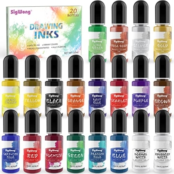 Alcohol Ink Set - 20 Bottles Vibrant Colors High Concentrated Alcohol-Based Ink, Concentrated Epoxy ...