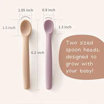 Moonkie Silicone Baby Spoons Set of 4, Two Sizes Feeding Spoon for First Stage 4+ Months, Baby Utens...