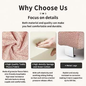 Dolonm Modern Sofa Couch with Metal Legs Upholstered Tufted 3 Seater Couch with 2 Pillows Decor Furniture for Living Room, Bedroom, Office, 80 Inch Wide(Pink-Teddy)