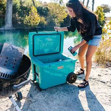 YETI Tundra Haul Wheeled Portable Cooler in Aquifer Blue