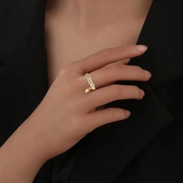 18k Gold Plated Adjustable Heart Star Rings for Women