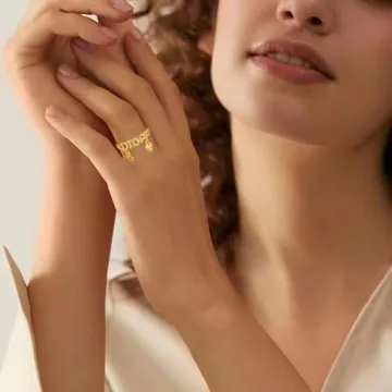 18k Gold Plated Adjustable Heart Star Rings for Women