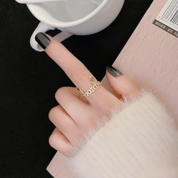 18k Gold Plated Adjustable Heart Star Rings for Women