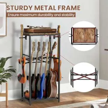 Sturdy Guitar Stand for Multiple Instruments - Rustic Design