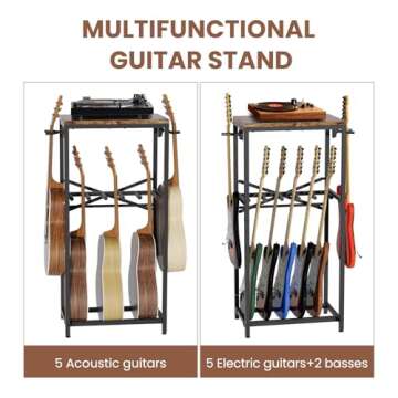 Sturdy Guitar Stand for Multiple Instruments - Rustic Design