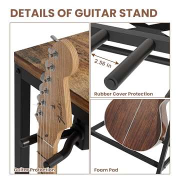 Sturdy Guitar Stand for Multiple Instruments - Rustic Design