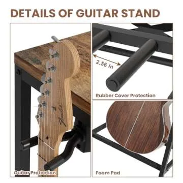 Sturdy Guitar Stand for Multiple Instruments - Rustic Design