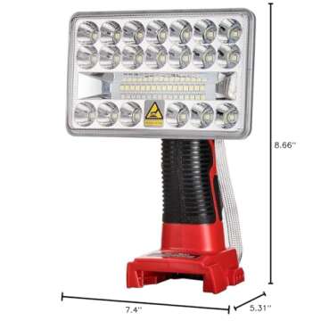 Cordless LED Work Light for Milwaukee, WaxPar 18W 900LM-2000LM Jobsite Light Powered by Milwaukee 14.4-20v max M18 Li-ion Battery with 5V 2.1A USB & 3 Modes Setting & 110 Degree Pivoting