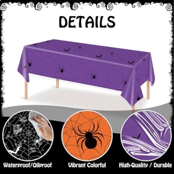Halloween Spider Web Tablecloth Set 3 Pack Disposable Decor