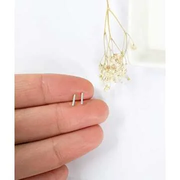 Gold Plated Skinny Wire Midi Balance Bar Stud Earrings
