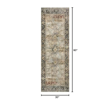 Loloi Layla Vintage Rug Soft Durable Easy Clean Olive Charcoal