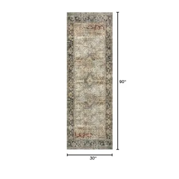 Loloi Layla Vintage Rug Soft Durable Easy Clean Olive Charcoal