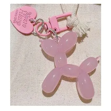 LAEKOU Jelly Balloon Dog Design Keychain for Women, Cute Girls Key Chain, Bag Charms Accessories for Car Purse Backpack