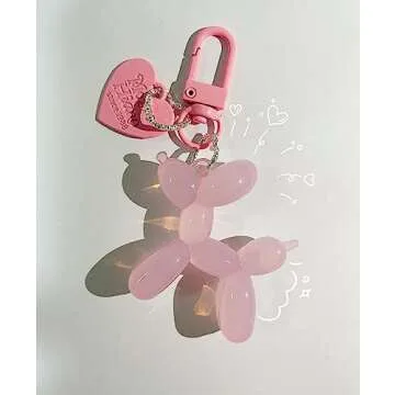 LAEKOU Jelly Balloon Dog Design Keychain for Women, Cute Girls Key Chain, Bag Charms Accessories for Car Purse Backpack