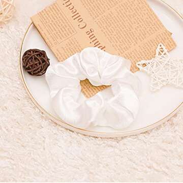 Set of 18 Bridesmaid Proposal Gifts Set Include 1 White & 8 Navy Blue Hair Ties Large Satin Hair Scrunchies 9 Rose Gold Knot Bracelet Bachelorette Party Favors Wedding Bridal Shower Gifts Set (Navy Blue)