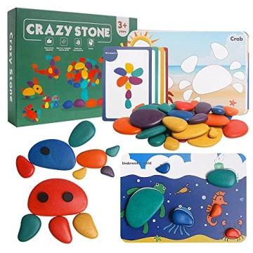 Colorful Wooden Sorting Stacking Stones for Kids Fun