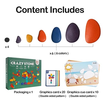 Colorful Wooden Sorting Stacking Stones for Kids Fun