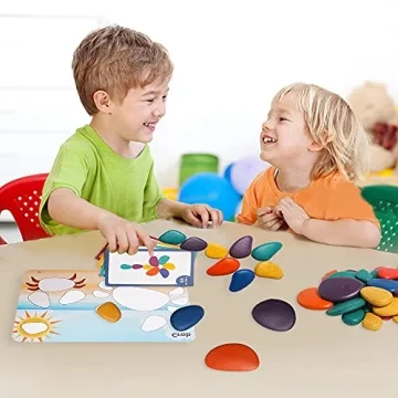 Colorful Wooden Sorting Stacking Stones for Kids Fun
