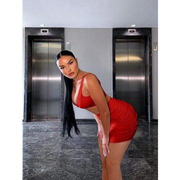 XXTAXN Women’s Sexy V Neck Sleeveless Party Dress in Red