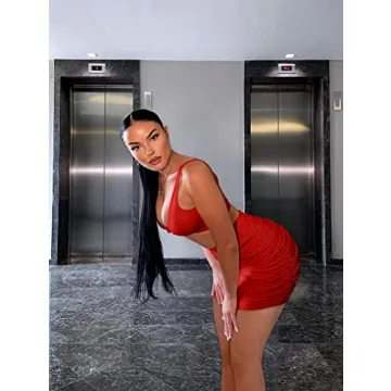 XXTAXN Women’s Sexy V Neck Sleeveless Party Dress in Red