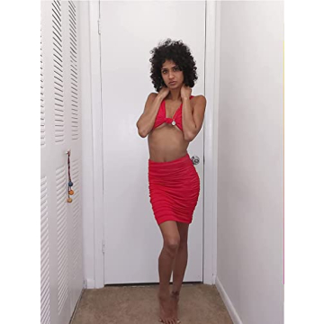 XXTAXN Women’s Sexy V Neck Sleeveless Party Dress in Red