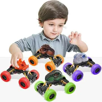 Dinosaur Pull Back Cars for 3-5 Year Old Boys