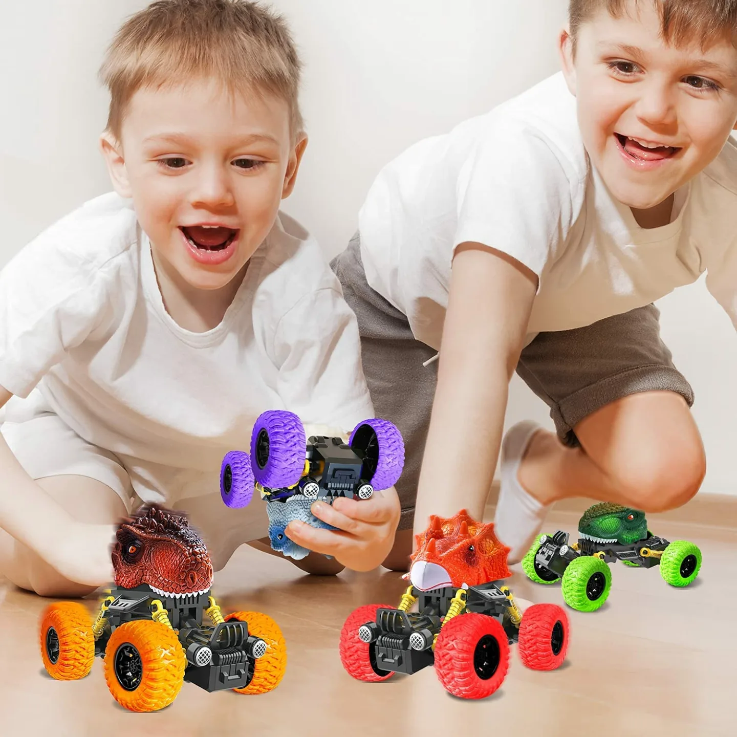 Dinosaur Pull Back Cars for 3-5 Year Old Boys