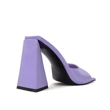 keleimusi Women's Trendy Square Toe Block Heel Dress Mules with Wide Strap