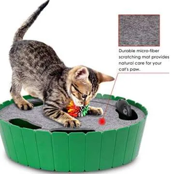 Pawaboo Interactive Cat Toy with Running Mouse, Electronic Motion Cat Toy Automatic Teaser for Indoor Cats, Pop and Play Hide Seek Cat Toy Hunting Mouse for Pet Cat Kitten Play Fun Exercise, Green