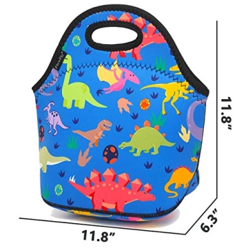 FlowFly Neoprene Kids Lunch Box - Cool Dinosaur Design
