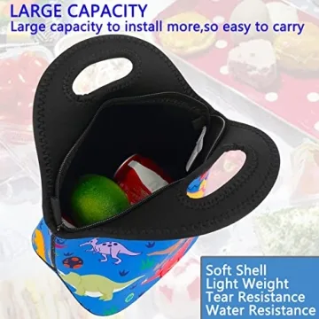 FlowFly Neoprene Kids Lunch Box - Cool Dinosaur Design