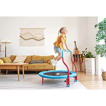 Pelpo 36"/38" Mini Trampoline for Kids with Handle, Toddler Trampoline with Silent Resistance Band, ...