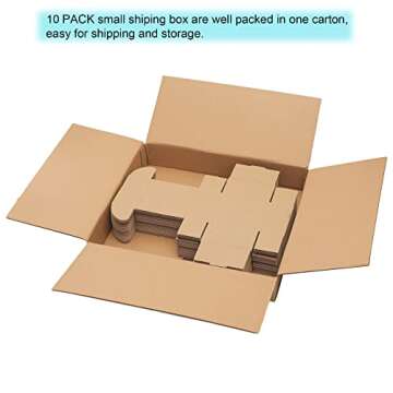 10 Pack Small Shipping Boxes 4x4x2'' Corrugated Small Cardboard Boxes for Shipping, Recyclable Packaging Boxes for Small Business, Mailer, Gift Packing, Crafts Packing, Jewelry Boxes Shipping, Brown