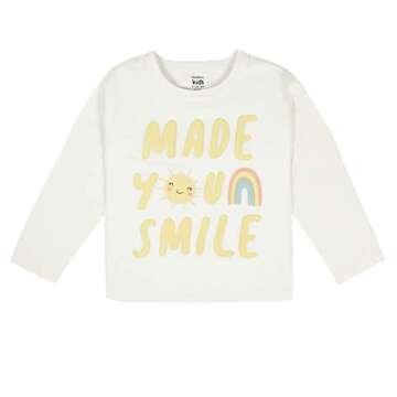 Gerber Baby Girls Toddler 2-piece Long-sleeve Tee Pleated Shirt & Skirt Set, Smile Plaid, 5T US