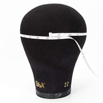 GEX 20"-24" Canvas Cork Wig Block Mannequin Head for Wig Making Drying Styling Display with Table C ...