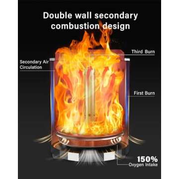 YEFU Tabletop Fire Pit 9.7 x 7.1 in, Low Smoke Camping Stove for Outdoor & Patio, Fueled by Pellets ...