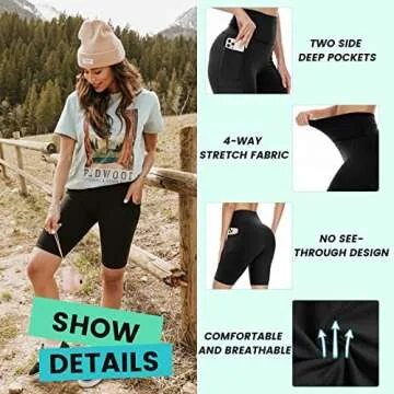 3 Pack Biker Shorts with Pockets for Women – 8"/5" High Waisted Tummy Control Workout Spandex Shorts for Gym Yoga