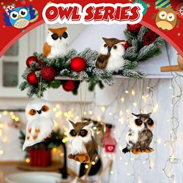 Skylety 10 Pieces Woodland Animal Christmas Ornaments Faux Fur Plush Animal Hanging Ornaments for Ch...