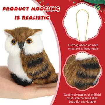 Skylety 10 Pieces Woodland Animal Christmas Ornaments Faux Fur Plush Animal Hanging Ornaments for Christmas Tree Keychain Backpack Hanging Home Decoration (Animals)