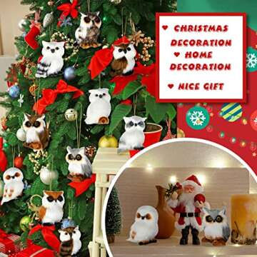 Skylety 10 Pieces Woodland Animal Christmas Ornaments Faux Fur Plush Animal Hanging Ornaments for Christmas Tree Keychain Backpack Hanging Home Decoration (Animals)