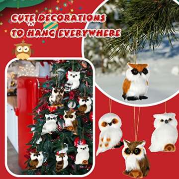 Skylety 10 Pieces Woodland Animal Christmas Ornaments Faux Fur Plush Animal Hanging Ornaments for Christmas Tree Keychain Backpack Hanging Home Decoration (Animals)