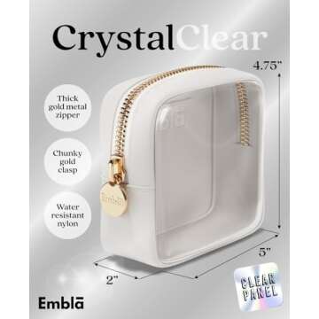 Embla Clear Cosmetic Bag Makeup Case, Clear Zipper Make Up Pouch and Toiletry Travel Tote, Cute Skin...